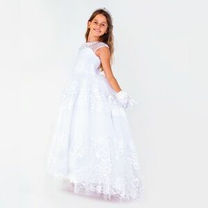 Flower Girl Wedding Bridesmaid Holy Communion Christian Formal Dress,size 8Y